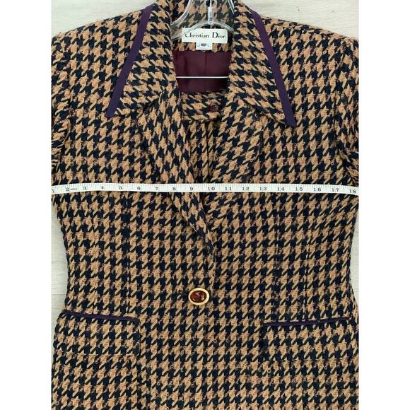Vintage 1980 Christian Dior Herringbone Wool 2pc Set - Picture 6 of 10